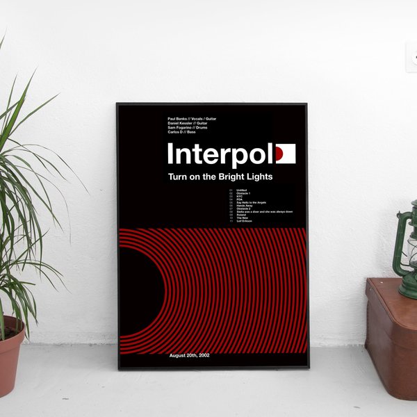 Interpol 'Turn On The Bright Lights' Tracklist Poster, Interpol Band Poster, Rock Posters-image
