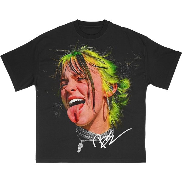 Billie Eilish Shirt, Vintage Rap Tee, Y2K Big Face Graphic Tee-image