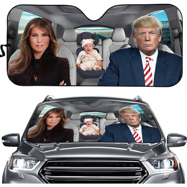Funny Donalds Trump Family Auto Sunshade Auto Car Windshield Window Sun Shade