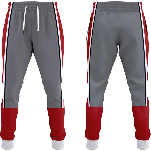 Men's Ohio Fan Joggers/Team Colors With Grey White Black Scarlet Striped-image