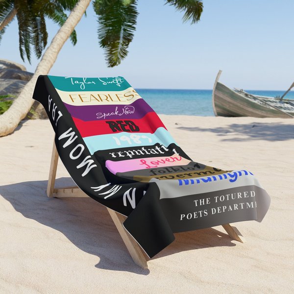 Taylor Album Titles Beach Towel, Beach Towel, Swiftiee, Eras Merch-image