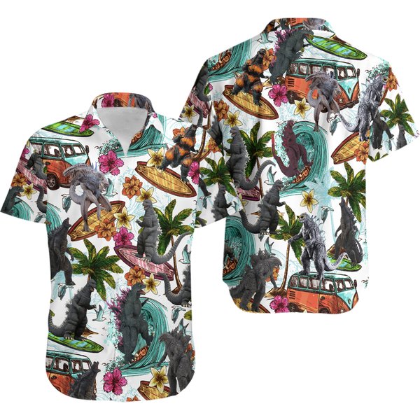 God Zilla Hawaiian Shirt, God Zilla Tropical Summer Beach Gift-image