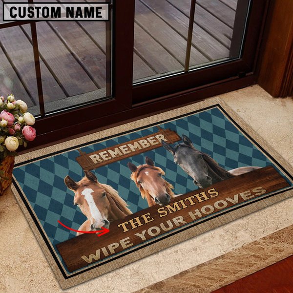 Horse Wipe Your Hooves Custom Name Doormat-image