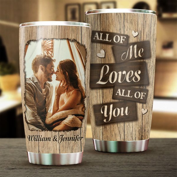 I Entirely Love You Custom Upload Photo Personalized Couple Stainless Steel Tumbler-image