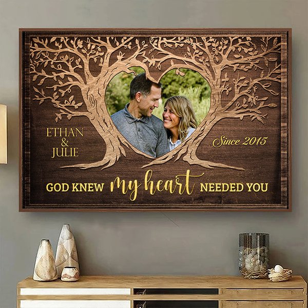 God Knew My Heart Needed You Custom Upload Image Personalized Family Couple Poster-image
