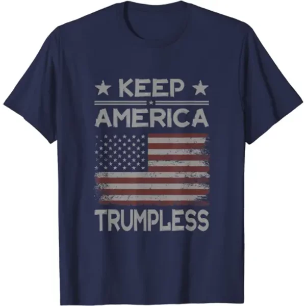 Keep America Trumpless Anti Trump American Flag Unisex T-Shirt-image