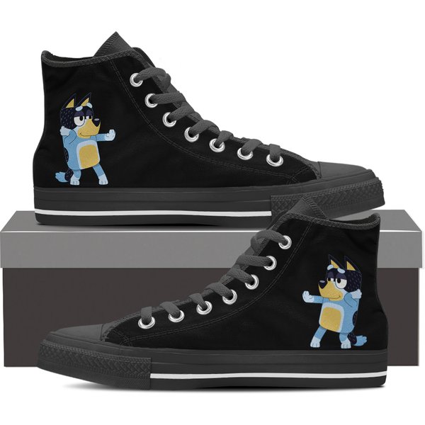 Dancing Blue Heeler Dad Shoes Black Canvas High Top Sneakers