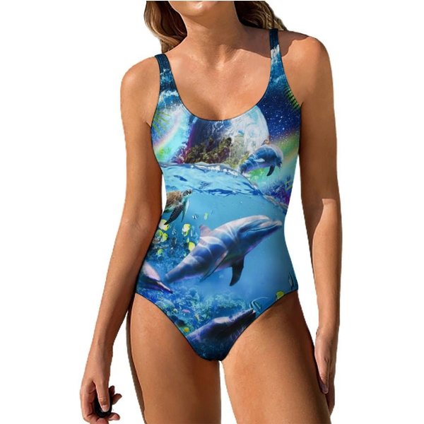 Space Dolphin One Piece Swimsuit-image