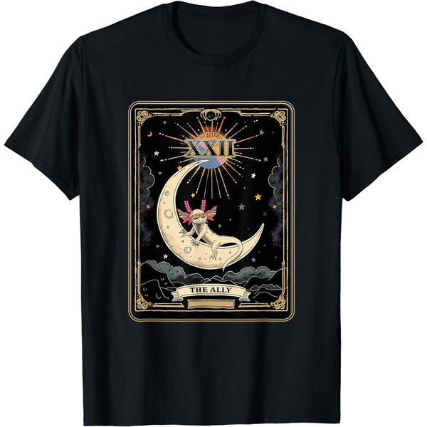 Gay Pride Lgbtq Rainbow Sunglasses Ally Tarot Card Axolotl T-Shirt-image