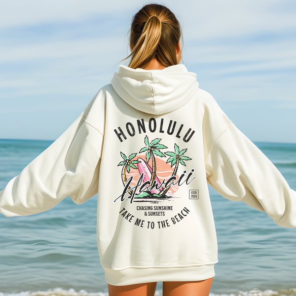 Honolulu Hoodie, Hawaii Hoodie, Trendy Beach Hoodie-image