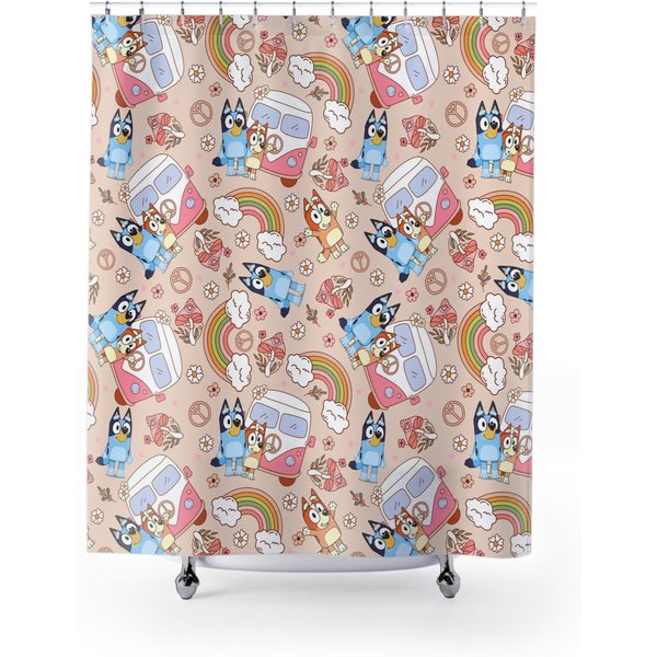Boho Blue And Bingo Heeler Rainbow Shower Curtain