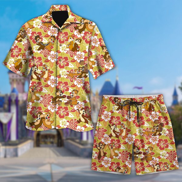 Floral Squirrel Couple 3D All Over Printed Hawaiian Shirt-image
