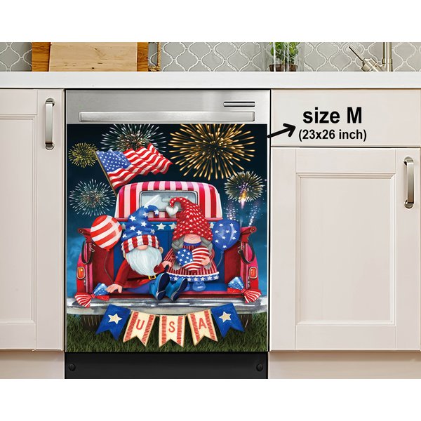 Usa Gnomes Summer 4Th Of July Dishwasher Cover,Dishwasher Magnet-image