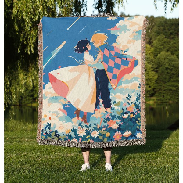 Anime Woven Blankets, Anime Art, Ghibli Gift, Howl And Sophie Blanket-image