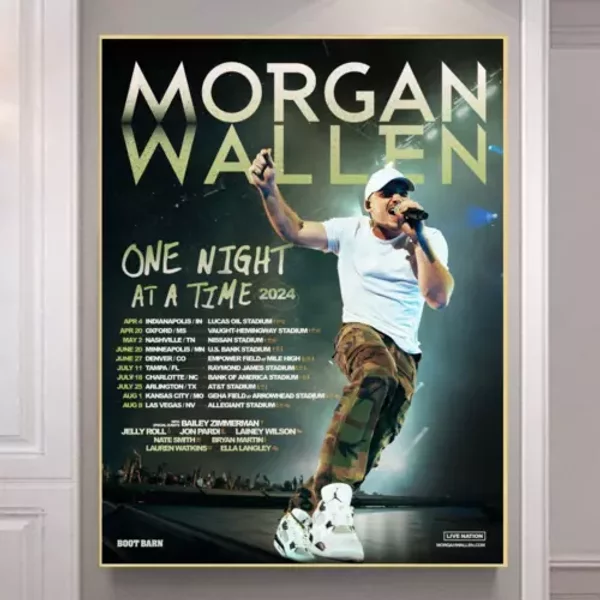 One Night At A Time Wallen Western 2024 Tour Poster-image