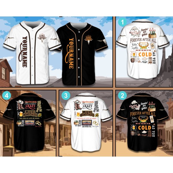 Personalized Combs Baseball Jersey, Custom Name Luke Country Music Jersey, Cowgirl Baseball Jersey-image