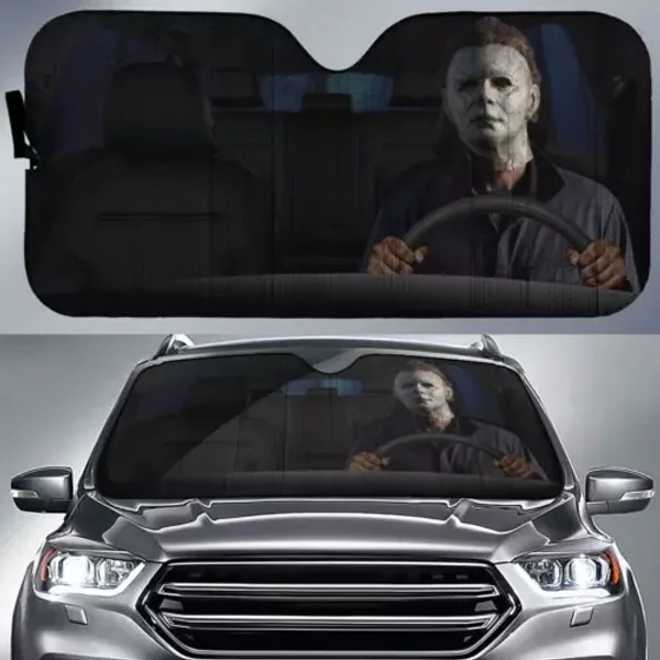 Michael Myers Car Sunshade Horror Halloween Gift Idea Auto Sun Shade