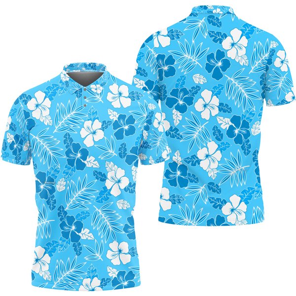 Tropical Floral Hawaiian Golf Polo Shirt-image