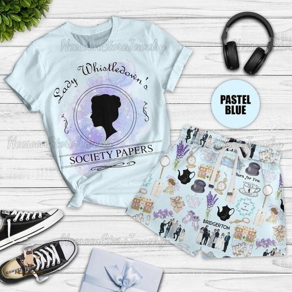 Bridgerton Short Pajama Sets, Spill The Tea Lady Shirt, Bridgerton Movie Pajamas-image