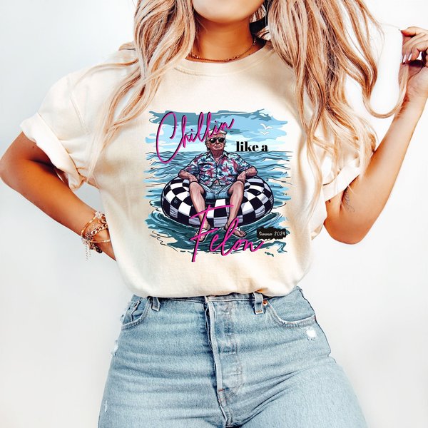 Chillin Like A Felon Shirt, Funny Trump 2024 Shirt, Patriotic 4Th Of July Shirt, Trump Summer 2024 Tees-image
