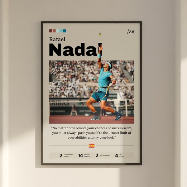 Rafael Nadal Poster, Tennis Poster, Tennis Star Wall Art, Home Decor Art, Sports Print-image
