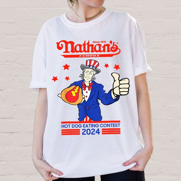 Nathans Hotdog Eating Contest 2024 Shirt, The 4Th Of July Contest Eat Hot Dog-image