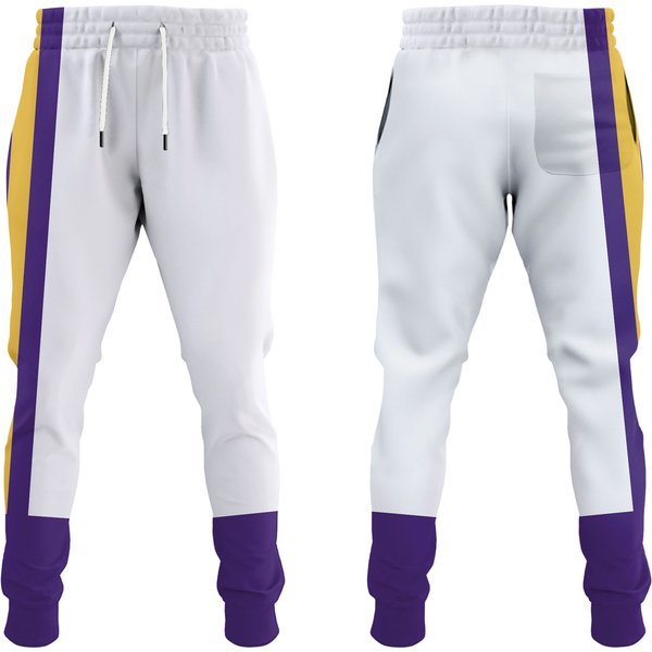 Men's Minnesota Fan Joggers/Team Colors White With Gold And Purple Striped-image