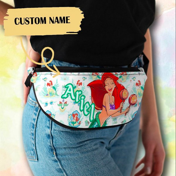 Personalize Mermaid Princess Fanny Pack, Custom Name Fanny Bag-image