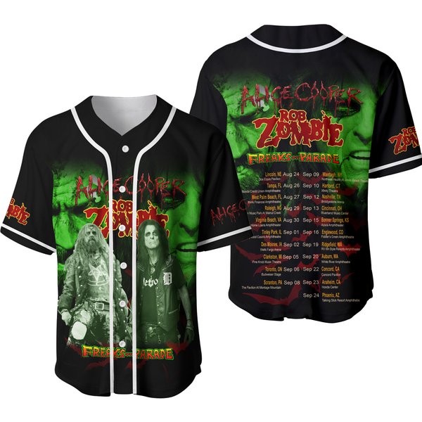 Rob Zombie Alice Cooper Freaks On Parade Baseball Jersey-image
