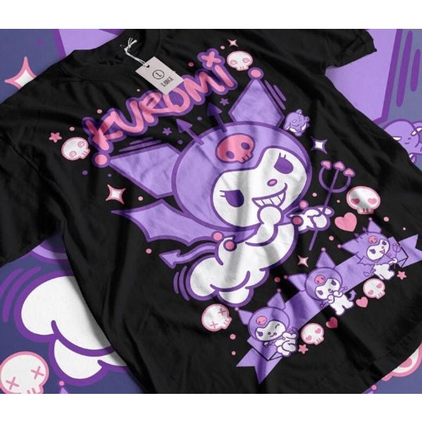 Kuromi Cute Anime Shirt, Cotton Tee, Graphic Tshirt For Men, Women, Unisex, Gifts For Fan Merch-image