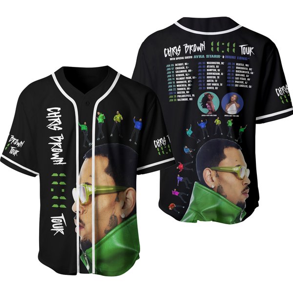 Chris Brown The 11:11 Tour 2024 Baseball Jersey-image