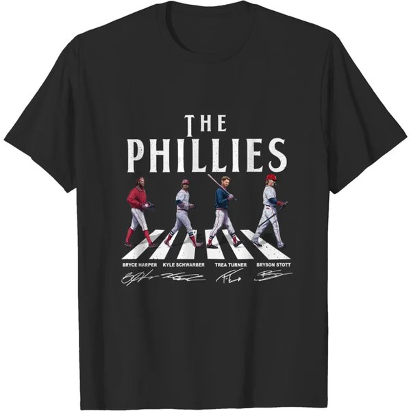 Vintage Phillies Walking Abbey Road Signatures Baseball Shirt-image