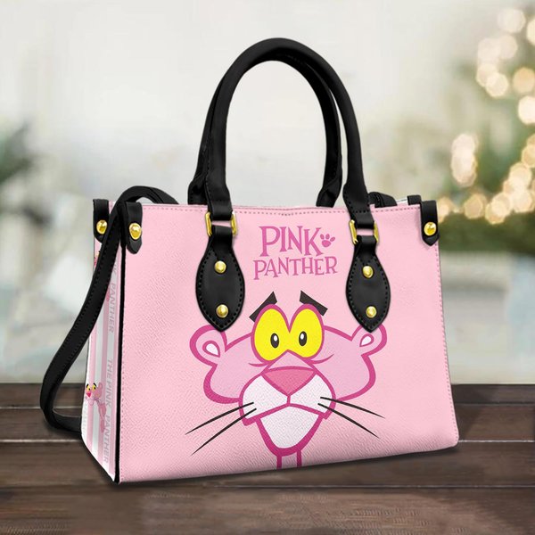 Pink Panther Leather Handbag, Cartoon Leather Bag