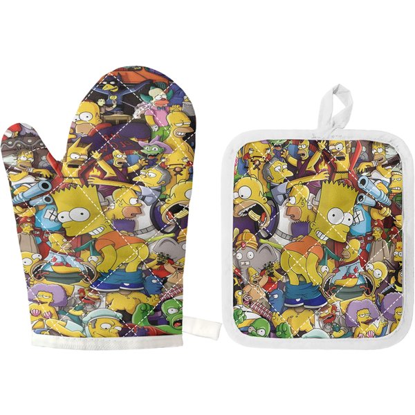 The Simpsons Family Combo 2 Oven Mitts And 1 Pot Holder Set-image