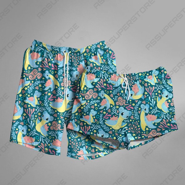 Lapras Water Themed Hawaiian Shorts-image