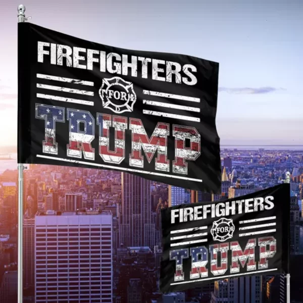 Firefighter For Trump Vintage American Flag Trump Supporters Flag-image