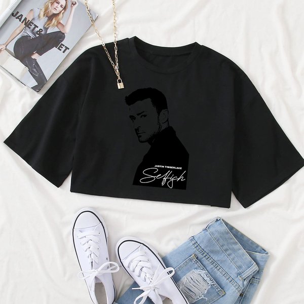 Justin Timberlake Selfish 2024 Tour Shirt Women Crop Tops-image