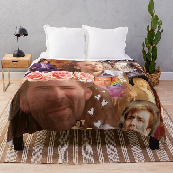 Nic Cage Collage Throw Blanket-image