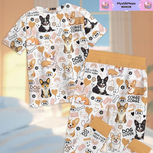Corgi Pajamas Set, Corgi Pajamas Family,