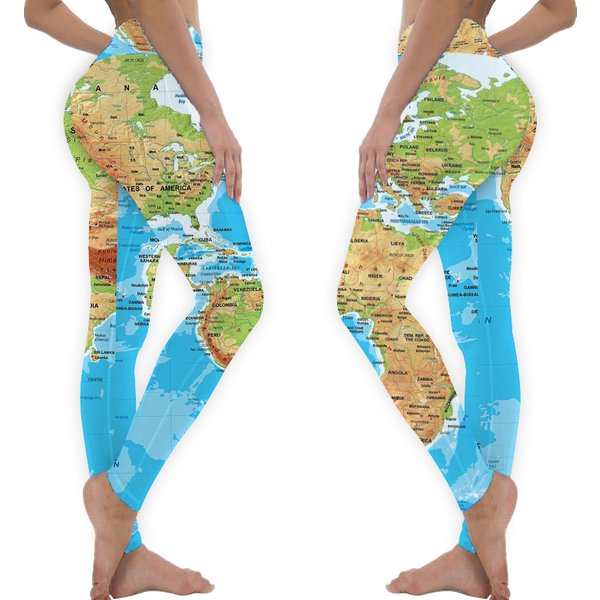 World Map Yoga Leggings