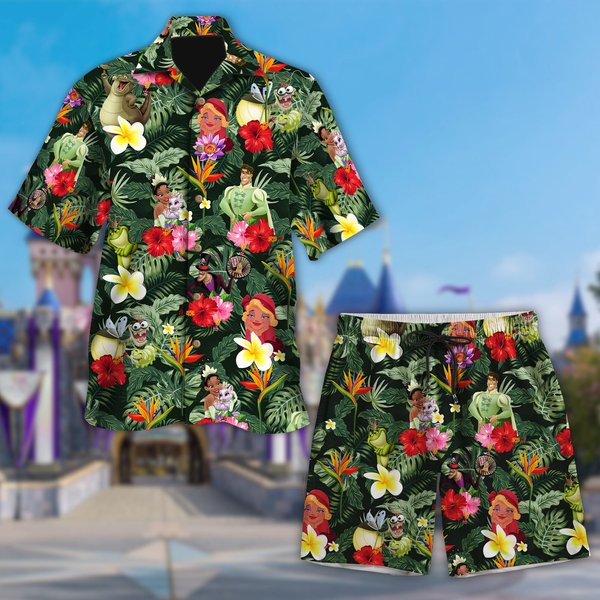 Princess With Flowers Hawaii Beach Shirt, Characters Button Up Shirt-image