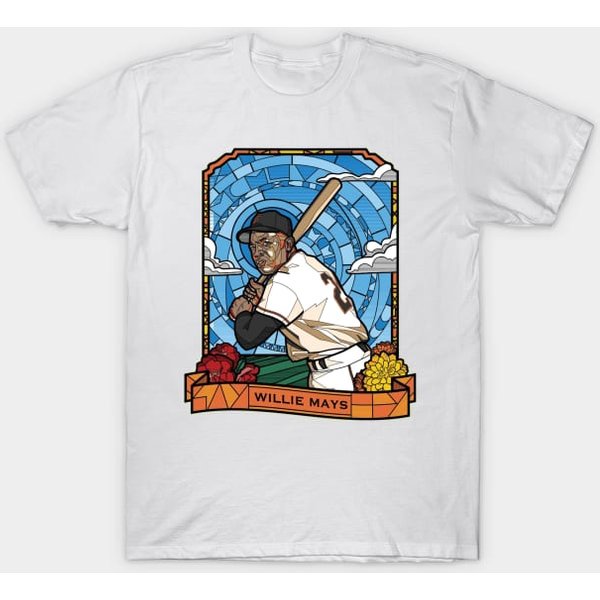 Willie Mays Stained Glass - Willie Mays - T-Shirt-image