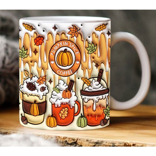 3D Pumpkin Spice Inflated Coffee Mug For Autumn-image