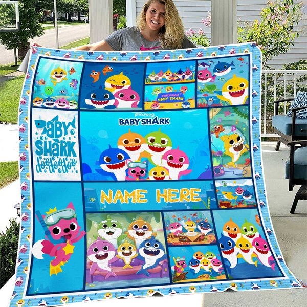 Baby Shark Fleece Blanket, Baby Shark Birthday Kid Gift-image