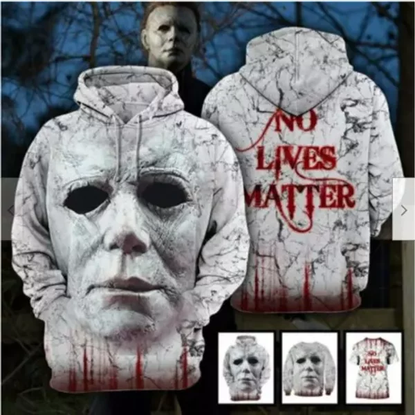 Horror Michael Myer Red Blood No Live Matter Halloween 3D Hoodie-image