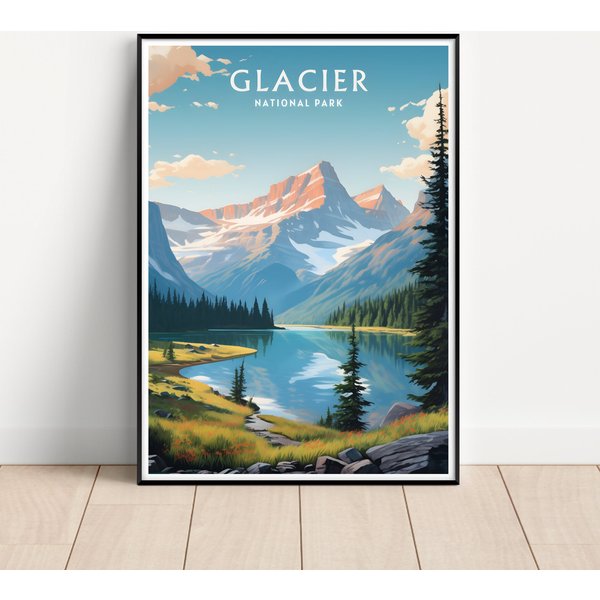 Glacier National Park Travel Poster, Glacier National Park Wall Art-image
