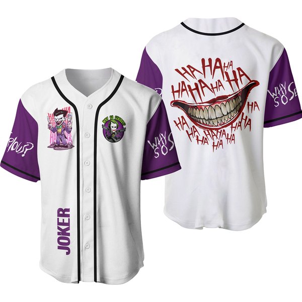 Joker Why So Serious White Purple Baseball Jersey-image