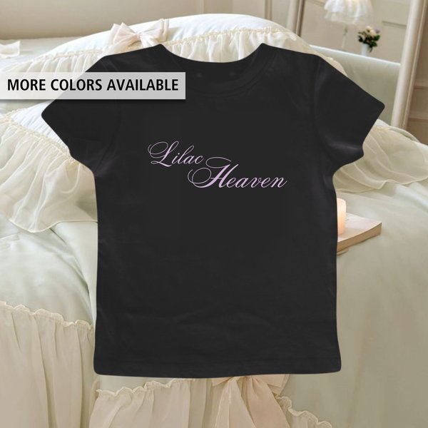 Lana Del Rey Lilac Heaven Baby Tee | Coquette Graphic T Shirt-image