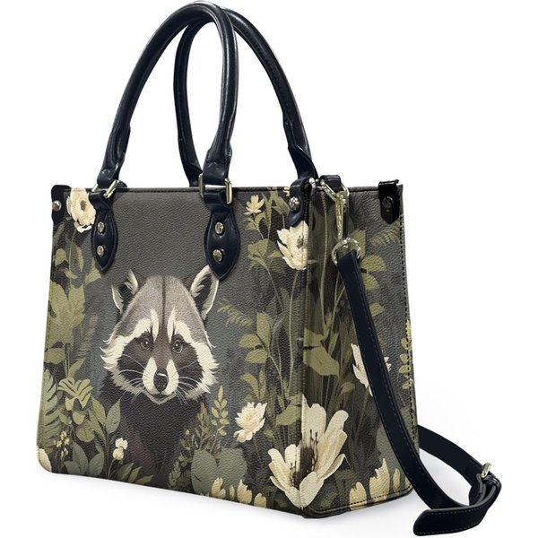 Luxury Raccoon Purse, Vintage Style Vegan Leather Cottagecore Leather Bag-image