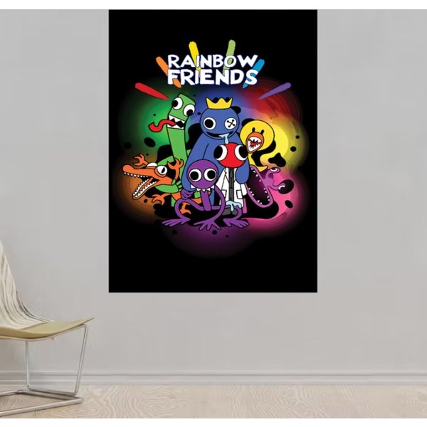 Rainbow Friends Vs Huggy Wuggy Hug It Out Colors Premium Matte Vertical Poster-image